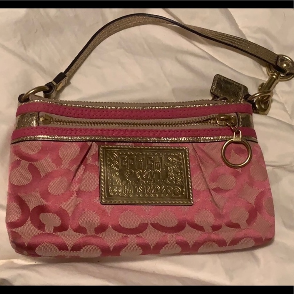 Gold & Pink Coach wristlet